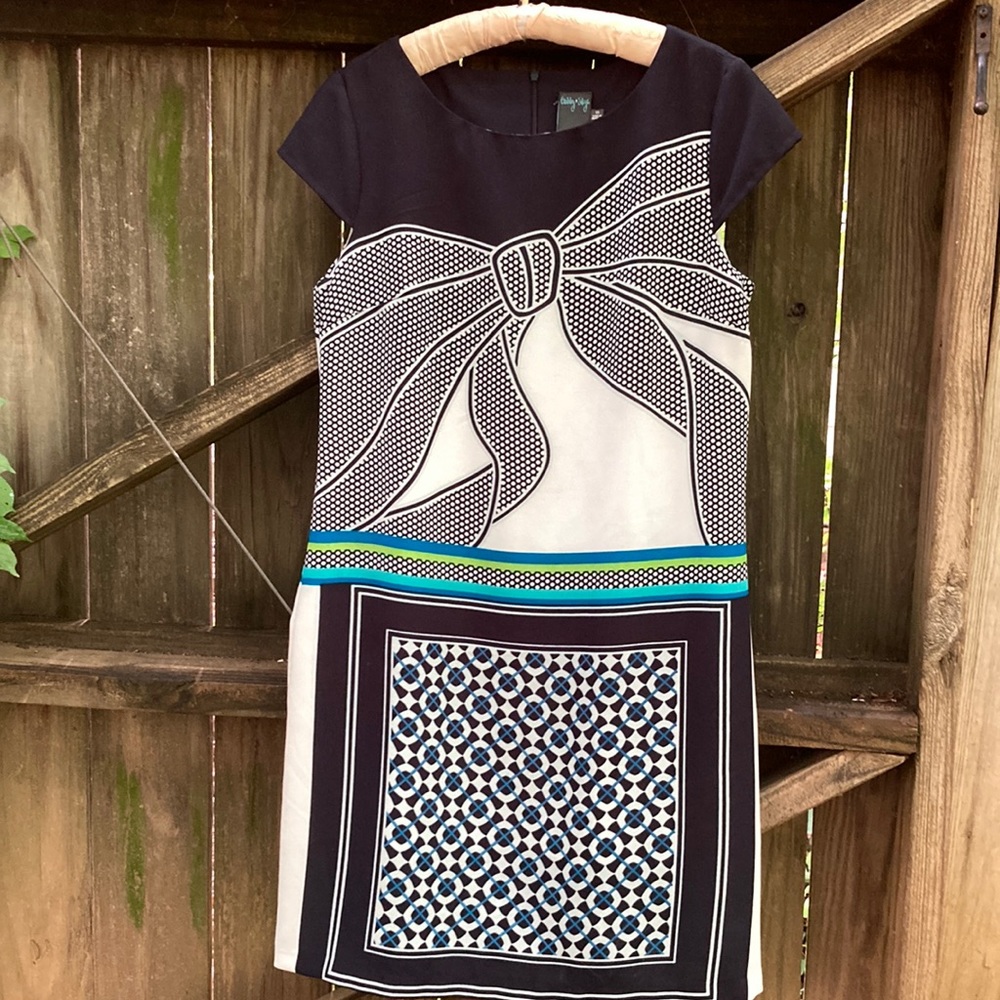 Gabby Skye Navy and white bow dress